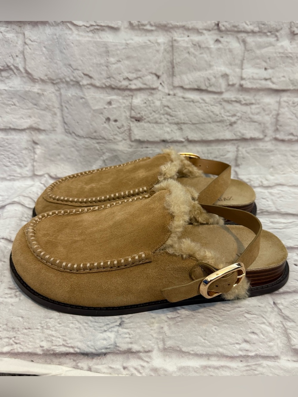 Zara Flat Split Suede Clogs  womens size 41 (10)